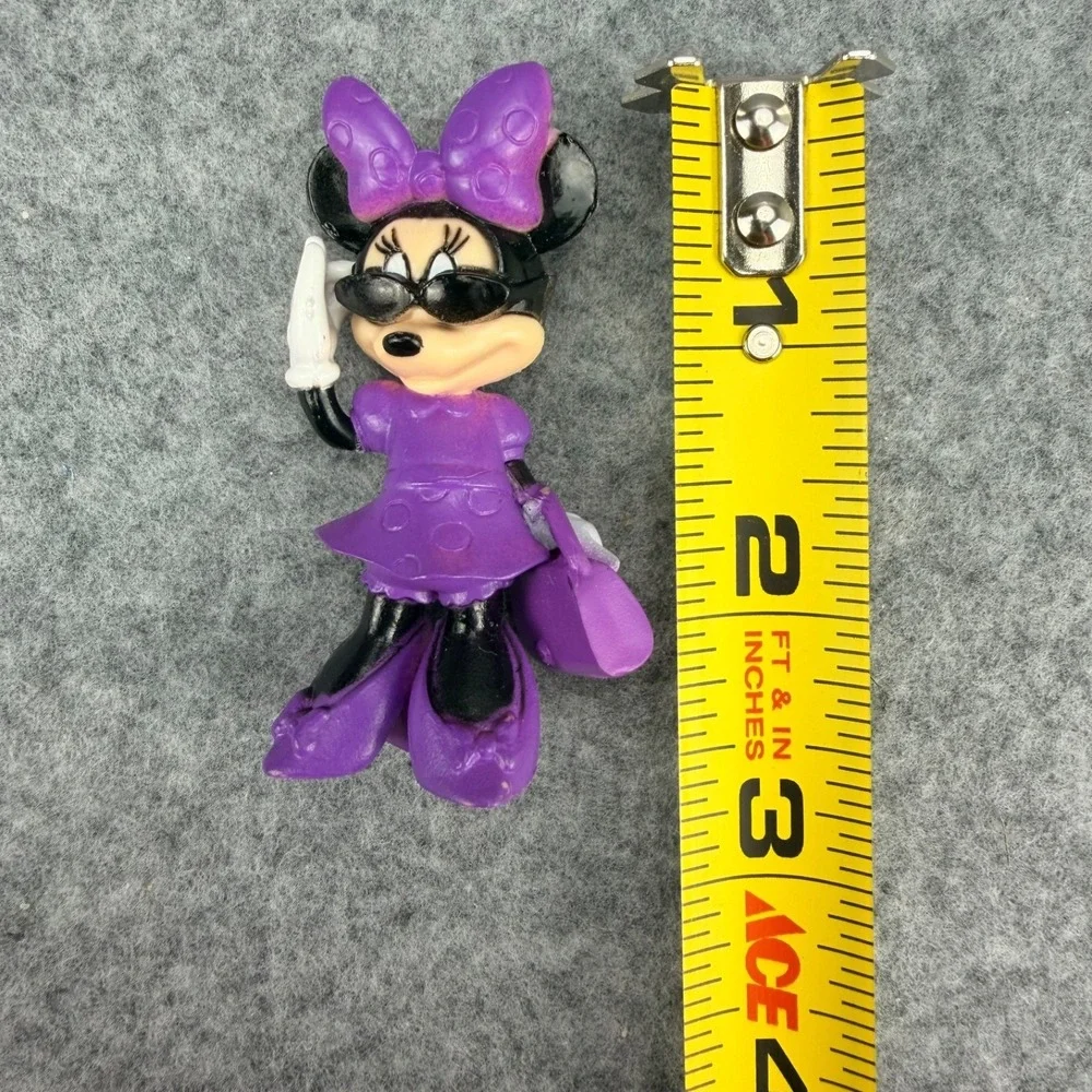 Disney Minnie Mouse PVC Figure Purple Dress Purse Sunglasses 2.5
